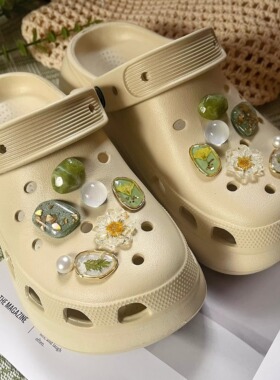 山野琥珀丨鞋花洞洞鞋骨白色可爱女生装饰配饰适配crocs卡扣配件