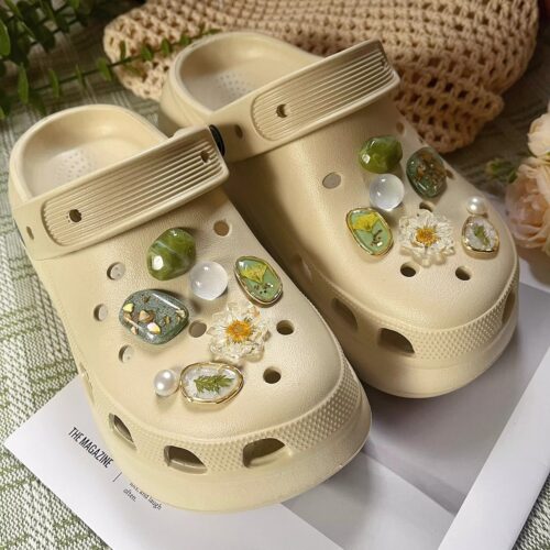 山野琥珀丨鞋花洞洞鞋骨白色可爱女生装饰配饰适配crocs卡扣配件
