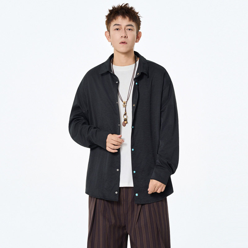 长袖衬衫男士春秋季新款绿松石面扣潮牌宽松休闲翻领衬衣外套,男装,牛仔衬衫,淘宝优惠券,粉丝福利购,淘宝优惠卷