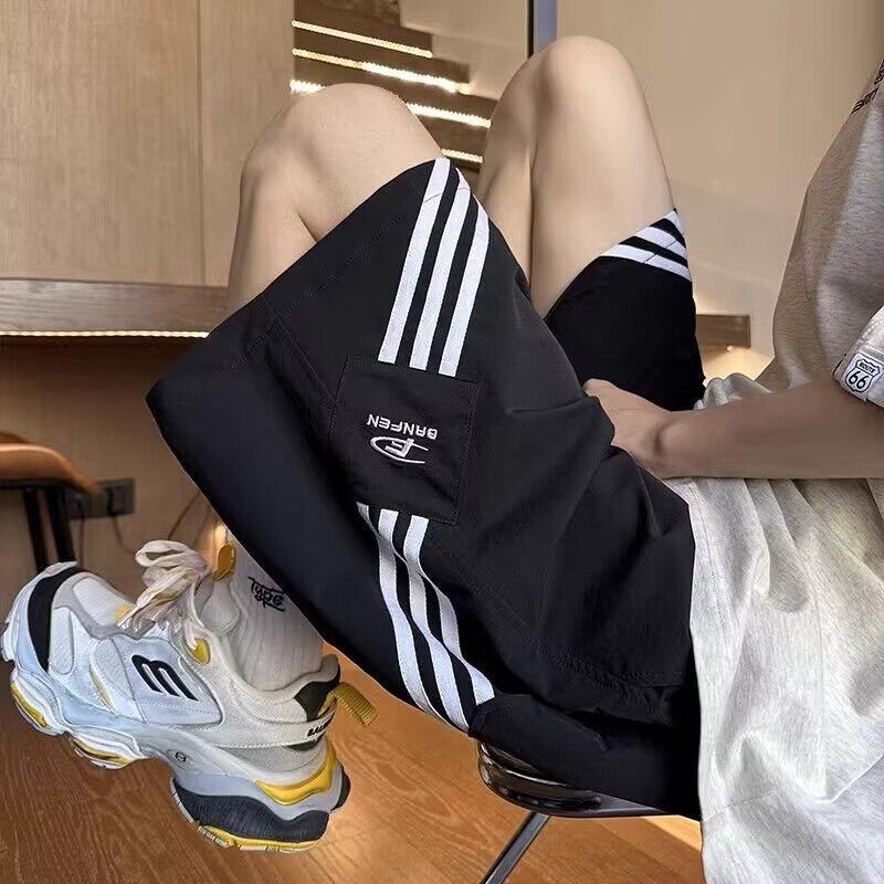 美式三条杠阔腿沙滩短裤