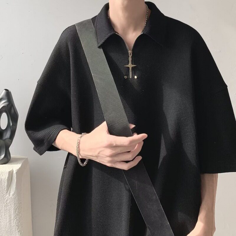 美式痞帅纯色宽松Polo衫