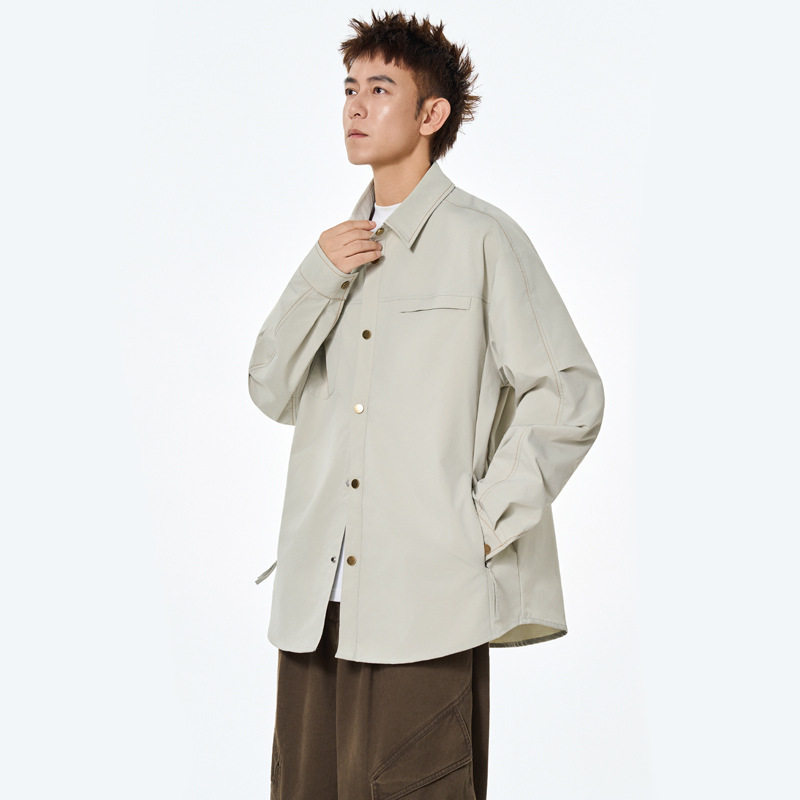 男士衬衫外套春秋新款复古百搭长袖上衣青年潮牌工装翻领衬衣夹克,男装,牛仔衬衫,淘宝优惠券,粉丝福利购,淘宝优惠卷