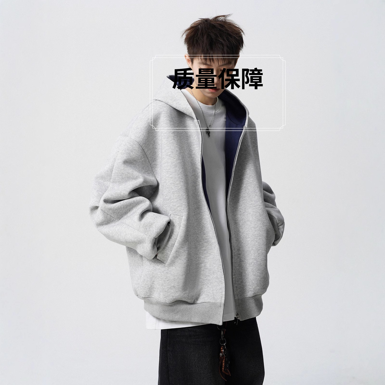 美式撞色连帽卫衣0562