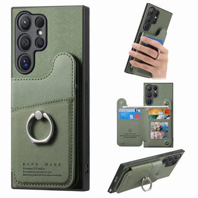 适用三星s25ultra手机壳S23+带卡包S24指环s22plus卡夹S21FE零钱包A55插卡A06支架A56放卡A17卡套A16新款a36