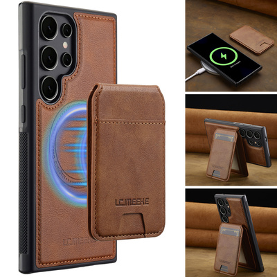 MagSafe无线充电适用三星S24Ultra带卡包S25edge手机壳S24磁吸S23FE插卡S22+套S21支架A55卡槽A56防摔A17新款