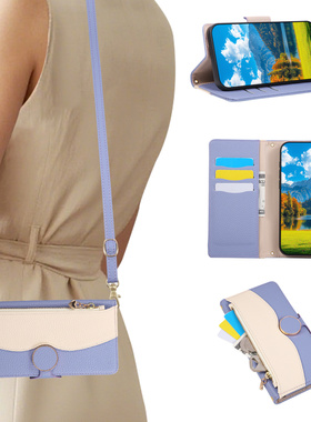 适用小米15T手机壳14T钱包式翻盖皮套13T插卡11拉链斜挎带挂绳红米Note15pro+全包17防摔12新款Poco F7保护套