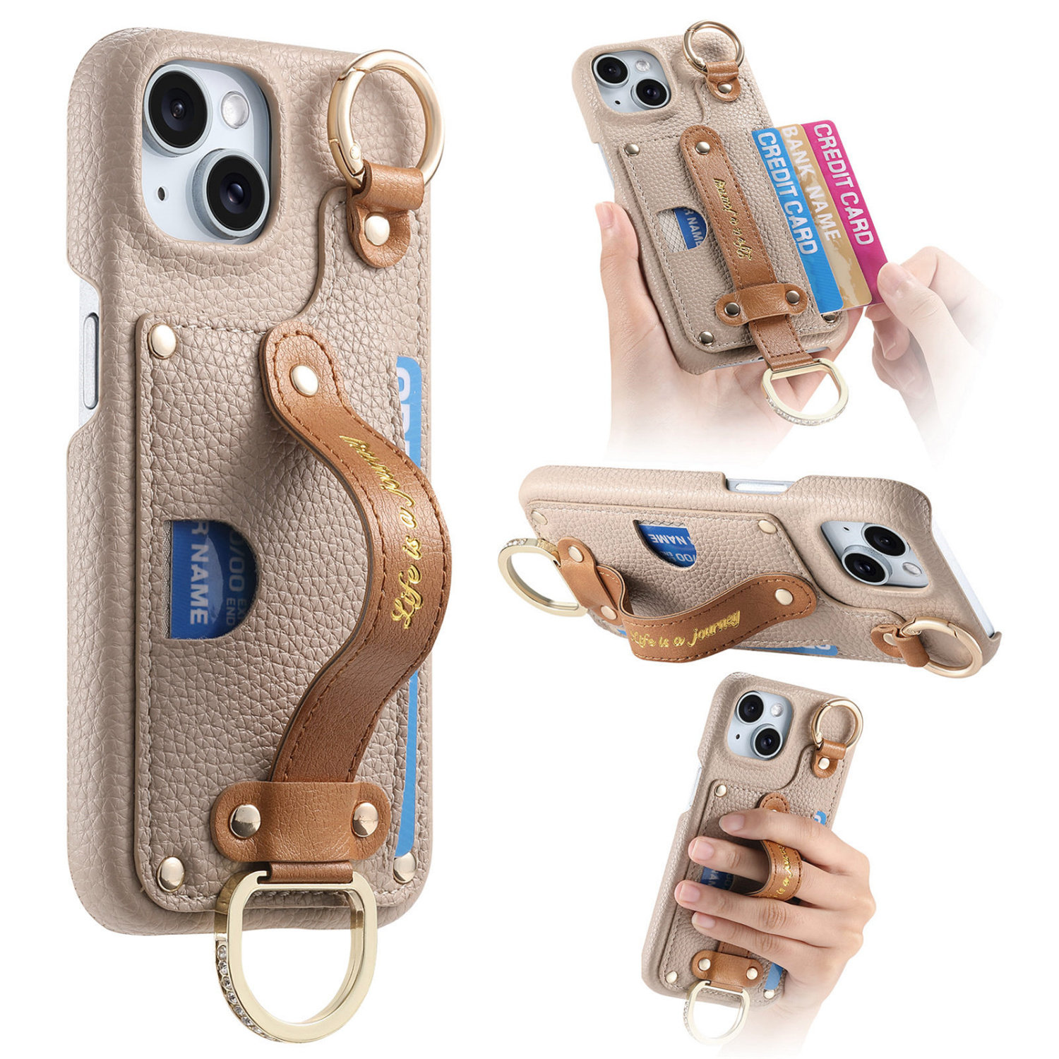 登山扣卡套一体适用苹果16promax手机壳15带卡包14卡夹iPhone13零钱包12指环11可放卡xs支架8plus钥匙扣XR/SE