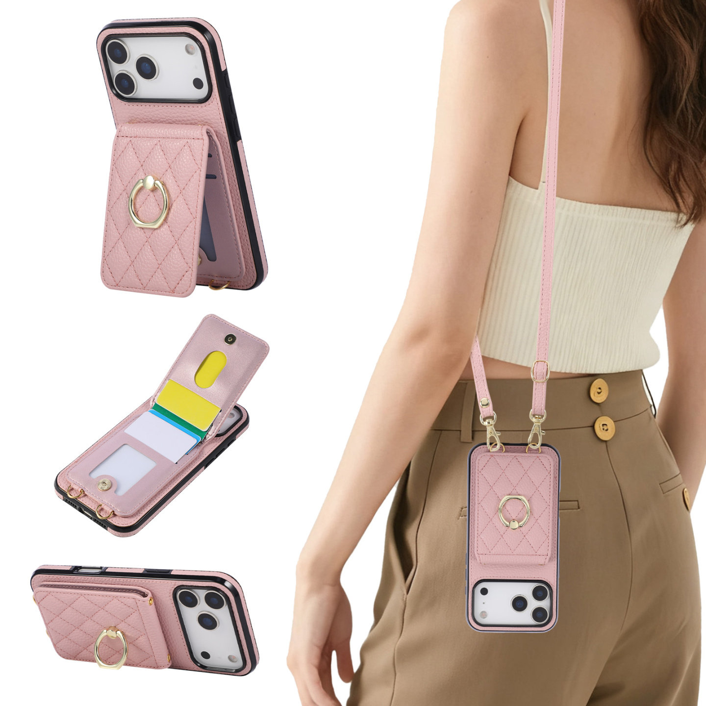 适用iphone17promax保护套钱包一体14苹果16e带卡包13斜挎XS可背带12挂绳11手机壳xr挂脖15plus多卡位卡套se3