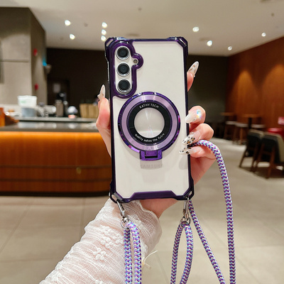适用三星S25ultra手机壳s24+磁吸充电s23FE斜挎plus肩带s22U防摔A55挂脖a15软透明a34保护壳A13带挂绳A16/A15