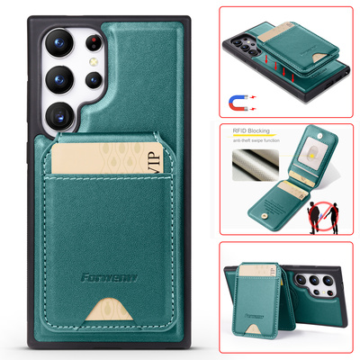 MagSafe卡包适用三星S25Ultra手机壳S24卡套S23+磁吸S22plus放卡片note20可支架A55直接刷卡A56防盗刷A16新款