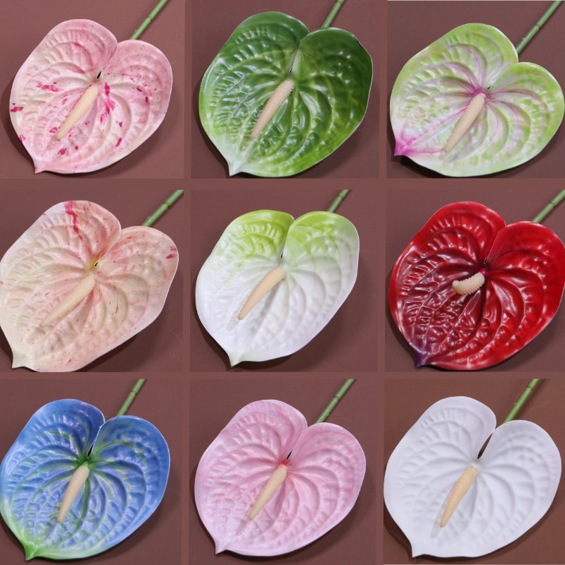 仿真3D红掌白掌绿掌粉掌婚礼婚庆插花材手感软胶软装家居装饰假花