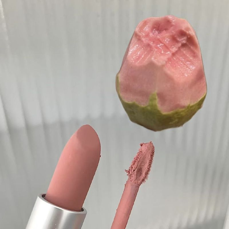 低饱和灰粉色唇泥裸色系烟粉色
