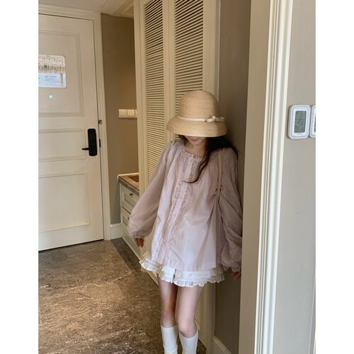 胖妹妹甜美减龄蕾丝拼接