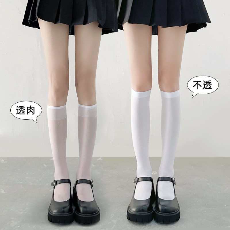 白色袜子女中筒夏季天鹅绒