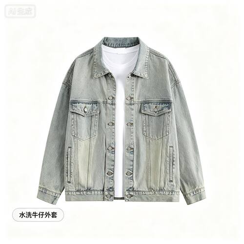 美式潮牌黄泥水洗浅色牛仔外套男女学院风复古情侣棒球服薄款