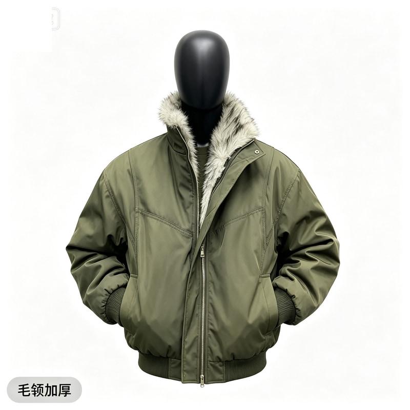 cleanfit军绿色解构夹克棉服男女冬季加厚保暖座山雕毛领棉衣外套