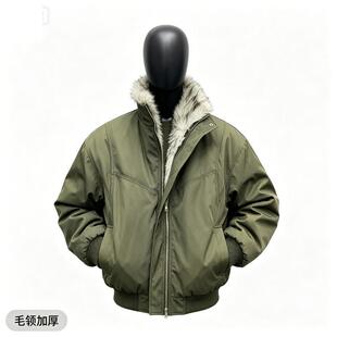 cleanfit军绿色解构夹克棉服男女冬季加厚保暖座山雕毛领棉衣外套