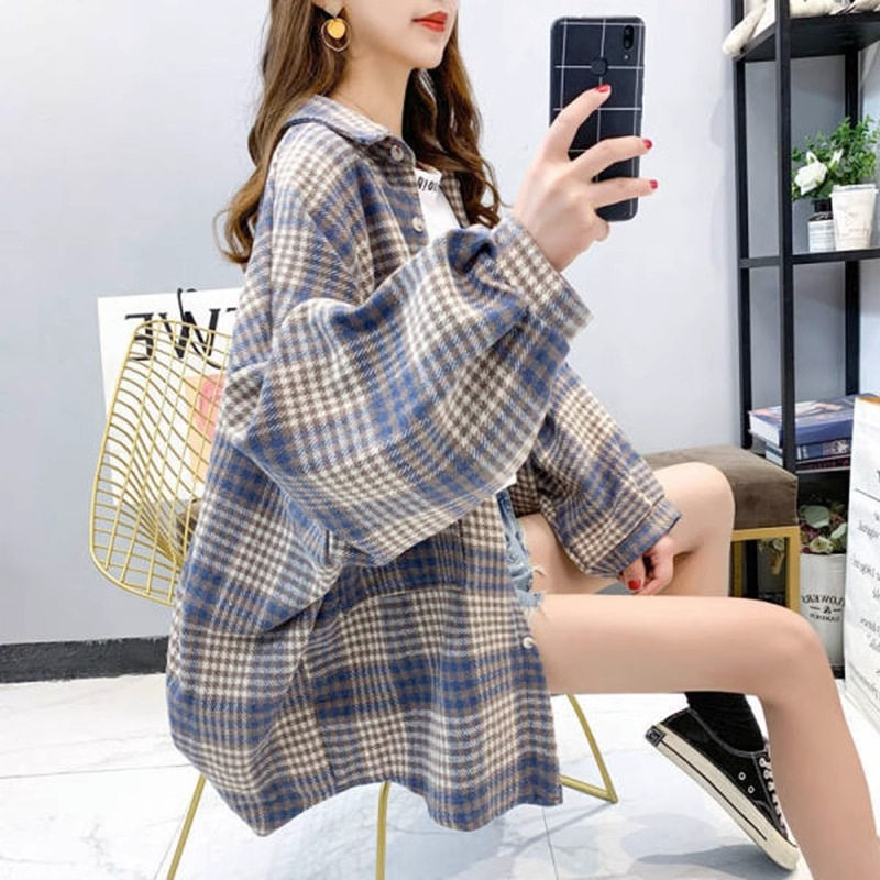 慵懒风宽松2026款chic格子衬衫