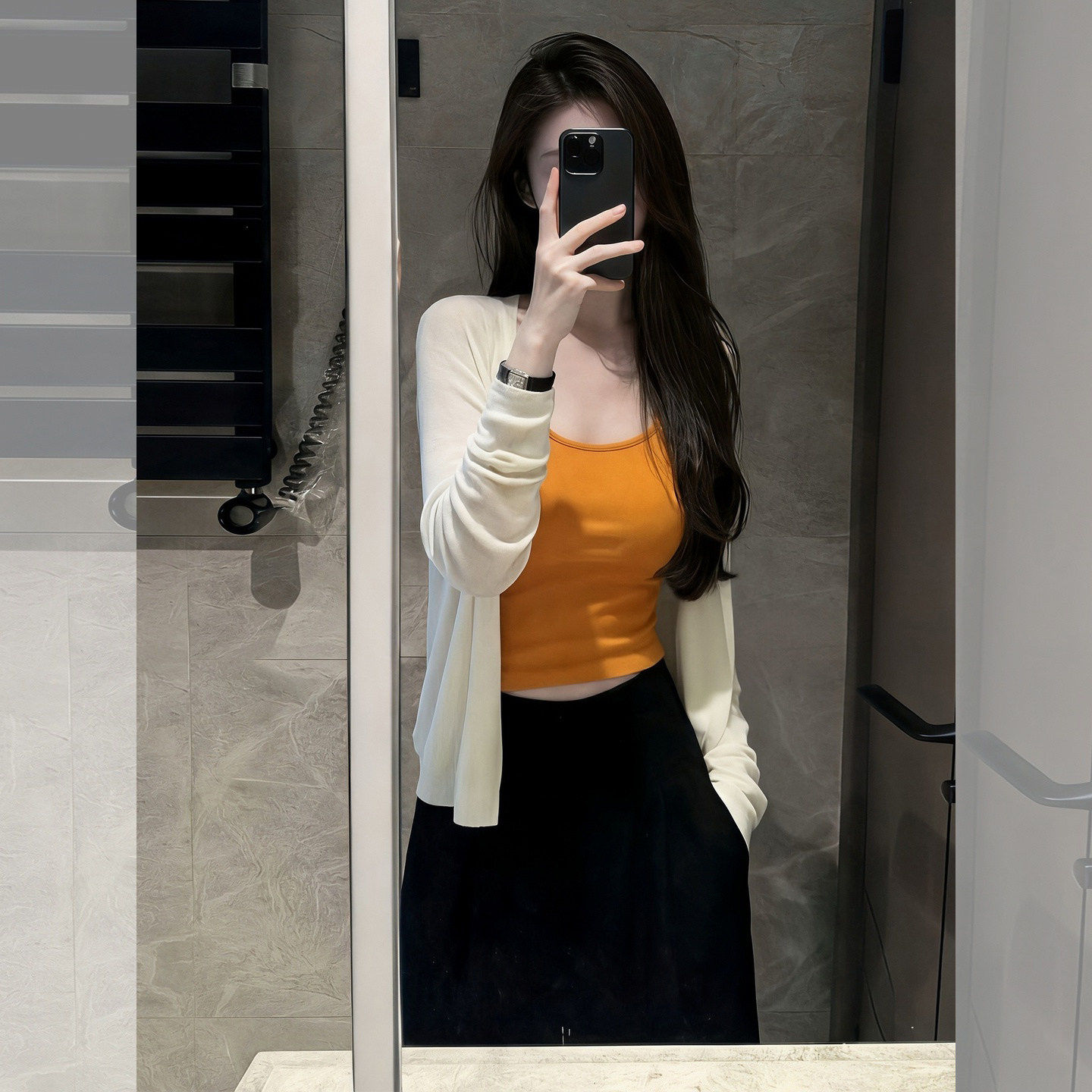 杏色御姐轻熟风外搭针织