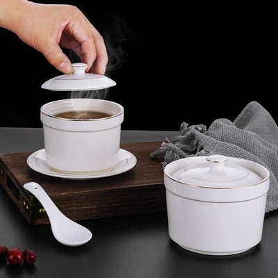 陶瓷炖盅金边燕窝盅带盖