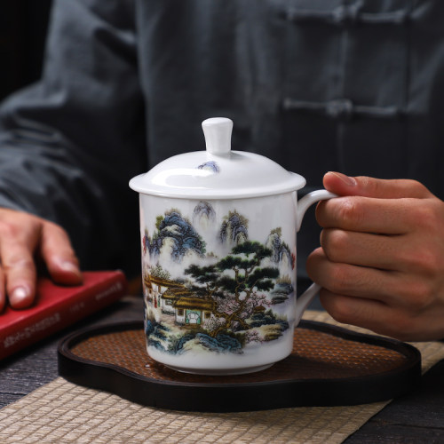 大容量陶瓷茶杯陶瓷杯带盖