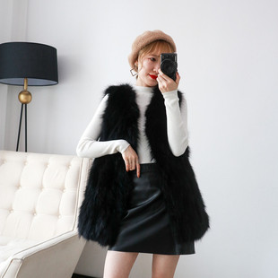 显瘦 貉子毛狐狸毛马夹女坎肩背心修身 真毛皮草马甲时尚 外套中长款