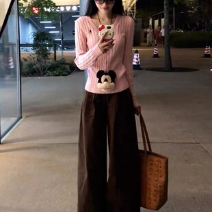 高级感粉色麻花针织毛衣女秋冬2025新款修身内搭韩系巨好看的上衣