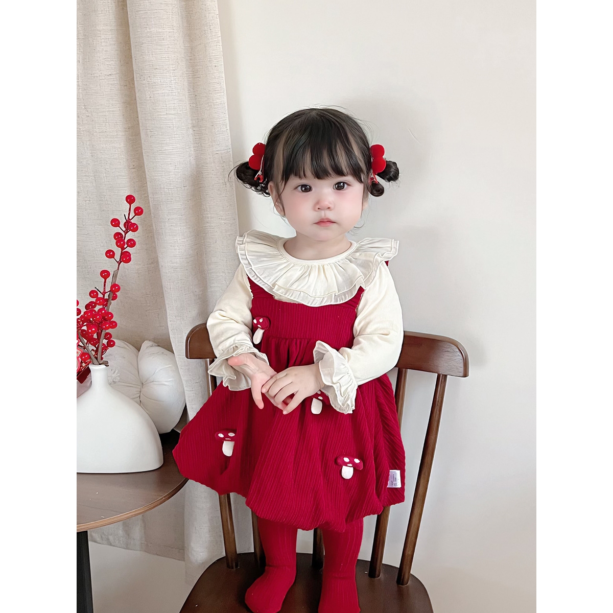 女童连衣裙春装一周岁宝宝礼服两件套装5030洋气儿童公主裙拜年服
