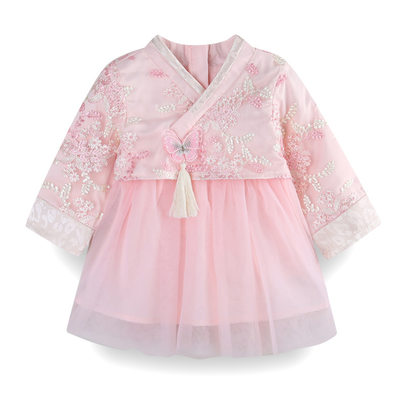 年女童春秋款连衣裙喜庆礼服重工刺绣唐装汉服女宝拜年服2109