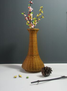 厂家源头竹编花瓶竹编花器竹编花插竹编花钵竹编摆件手工竹编加工