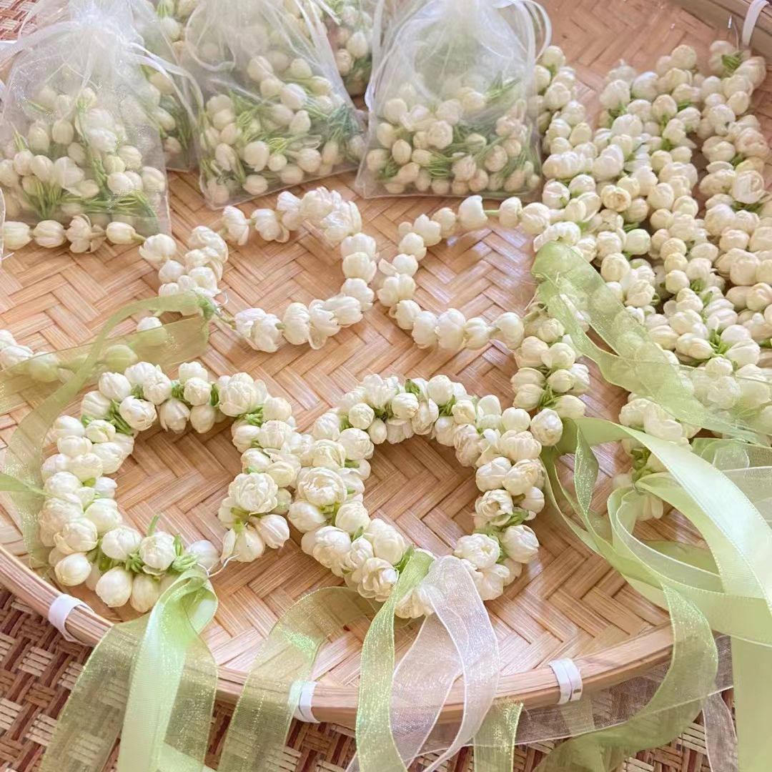 茉莉花手串丝带手工铁丝绑带材料花环花艺缎带鲜花雪纱带手环手链