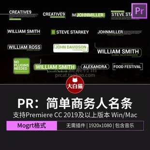 Pr字体模板 14个简单商务字幕条标题排版人名条pr模板