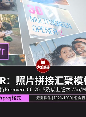 PR照片拼接相册模板 旅行婚礼图片分散飘落汇聚成LOGO片头模板
