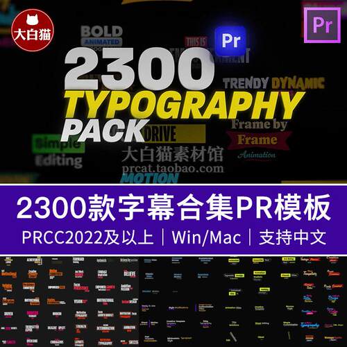 premiere2300+复古企业卡通婚礼人名介绍常用pr标题字幕模板合集