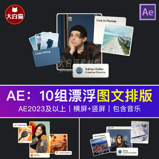 ae名片模板漂浮名片团队人物个人资料卡片展示动画宣传视频AE模板