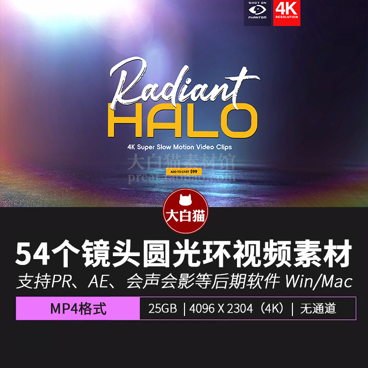 炫光闪光 54个镜头圆形光环照耀素材叠加动画 特效合成视频素材