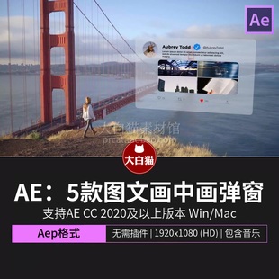 ae模板 5款标题字幕动画图文弹窗画中画商务广告幻灯片AE模版