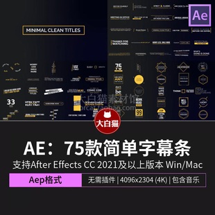 ae标题模板 75款常用人名条简单线框介绍展示现代字幕条Ae模板