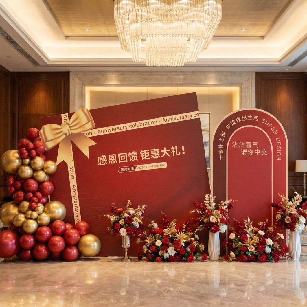 公司周年庆场景布置气球氛围感开业企业乔迁年终活动kt板背景墙,节庆用品/礼品,装扮布置套餐,淘宝优惠券,粉丝福利购,淘宝优惠卷