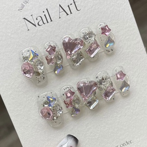 少女心重工满钻｜纯手工高级感穿戴甲爆闪钻假指甲贴片成品美甲