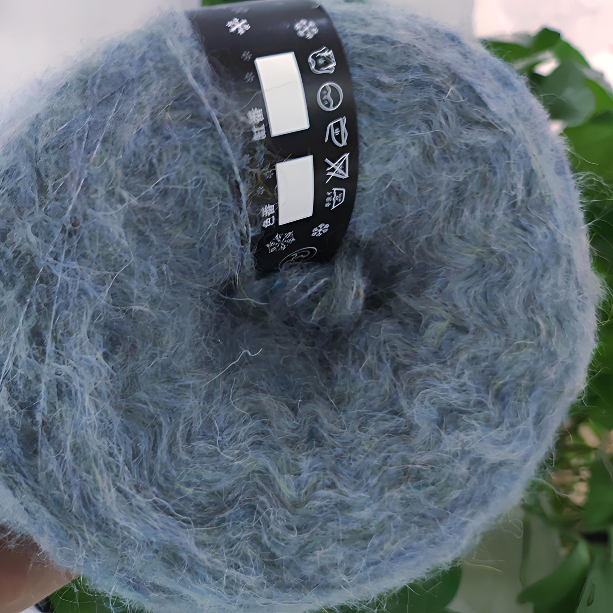 【 H504明月蓝】仙草阿尔巴卡长毛驼绒中粗手工编织棒针毛线团