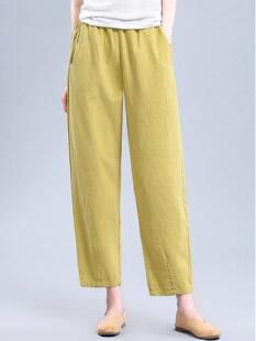 萝卜老爹裤 高腰显瘦宽松九分休闲裤 女春秋2025新款 覆古苎麻哈伦裤