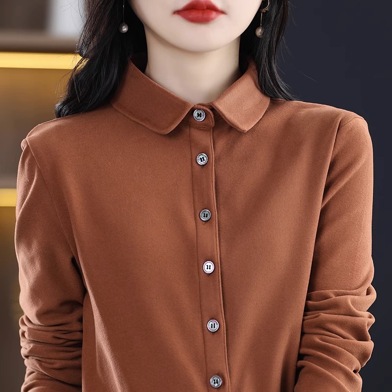 RTKK焦糖色衬衫女叠穿打底衬衣
