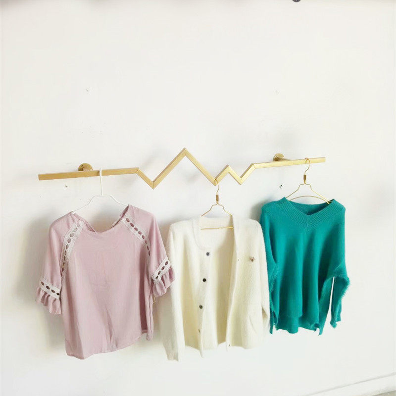 服装店墙壁展示架一字上墙正挂横杆墙上挂衣架子闪电个性挂衣架