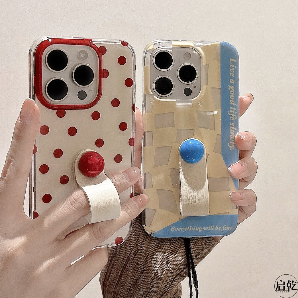 启乾 韩风拼接格纹波点指环扣iPhone17/16/15手机壳适用苹果14/13promax硬壳12双层11高级感小众新款情侣防摔,3C数码配件,手机保护套/壳,淘宝优惠券,粉丝福利购,淘宝优惠卷