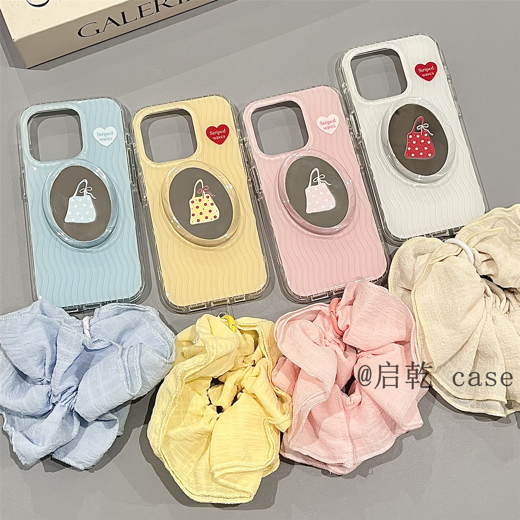 启乾 镜面花朵支架腕带iPhone16/15手机壳适用苹果14/13promax双层硬壳手提链条挂绳多巴胺小众日韩新款夏天