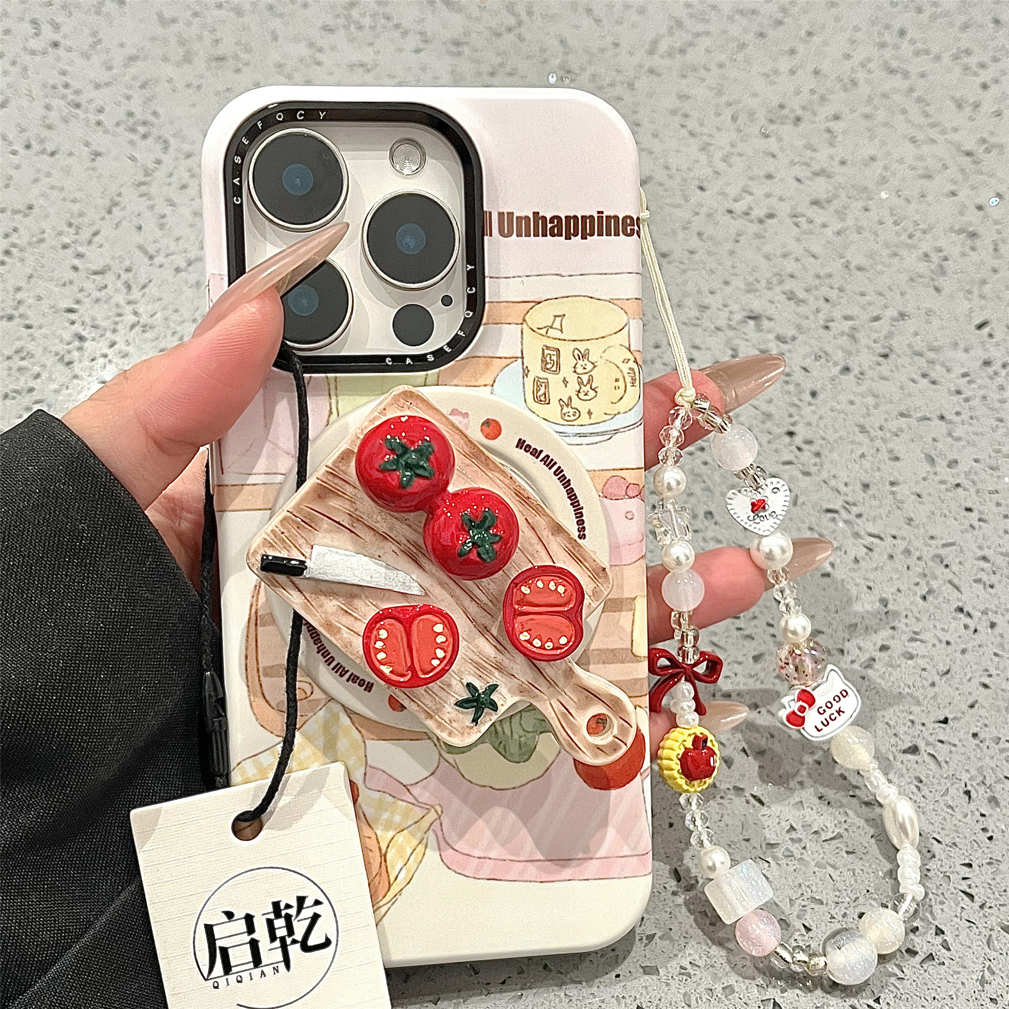 启乾 磁吸凯蒂猫番茄菜板带支架iPhone16/15手机壳适用苹果14/13promax菲林硬壳可爱卡通哈喽HelloKitty新款