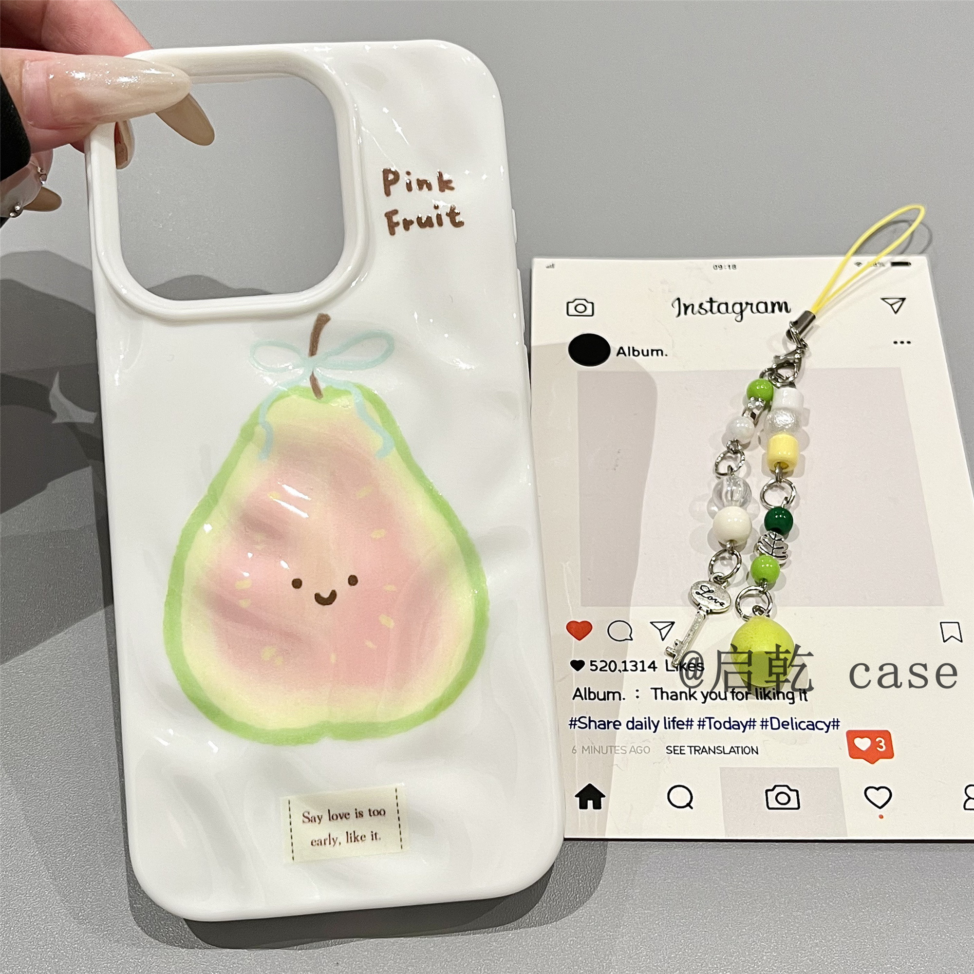 启乾 小清新蝴蝶结芭乐挂件iPhone16/15手机壳适用苹果14/13promax硅胶软壳少女心可爱卡通趣味新款夏天夏日