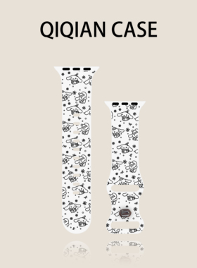 启乾 冬日新款雪花玉桂狗适用iwatchs10/9苹果Applewatch7手表表带SE8白色硅胶透气6运动5/4/3趣味ins风女款