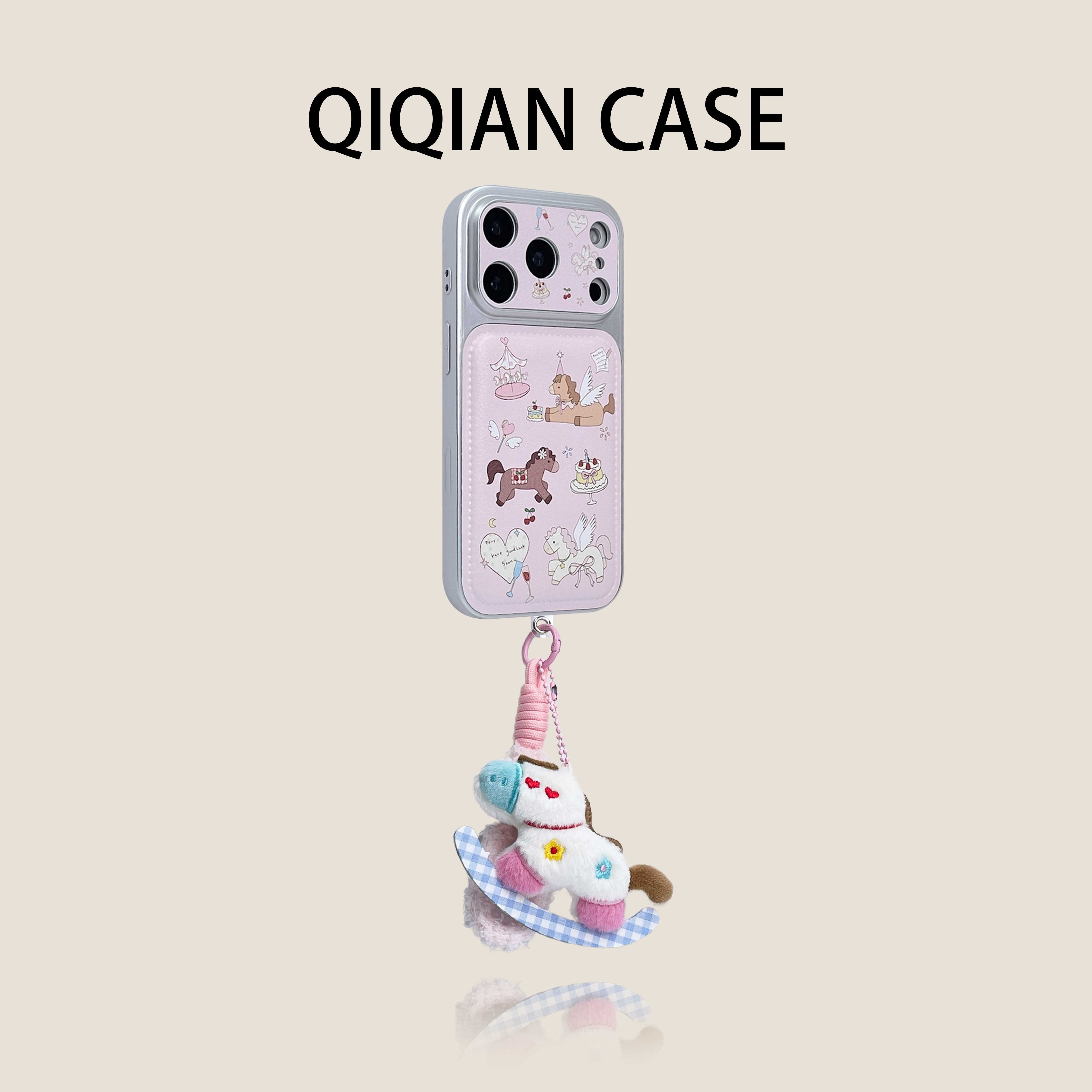 启乾 卡通新款蝴蝶结旋转木马腕带iPhone17/16手机壳适用苹果15/14promax皮质硬壳链条挂绳可爱少女心ins风,3C数码配件,手机保护套/壳,淘宝优惠券,粉丝福利购,淘宝优惠卷